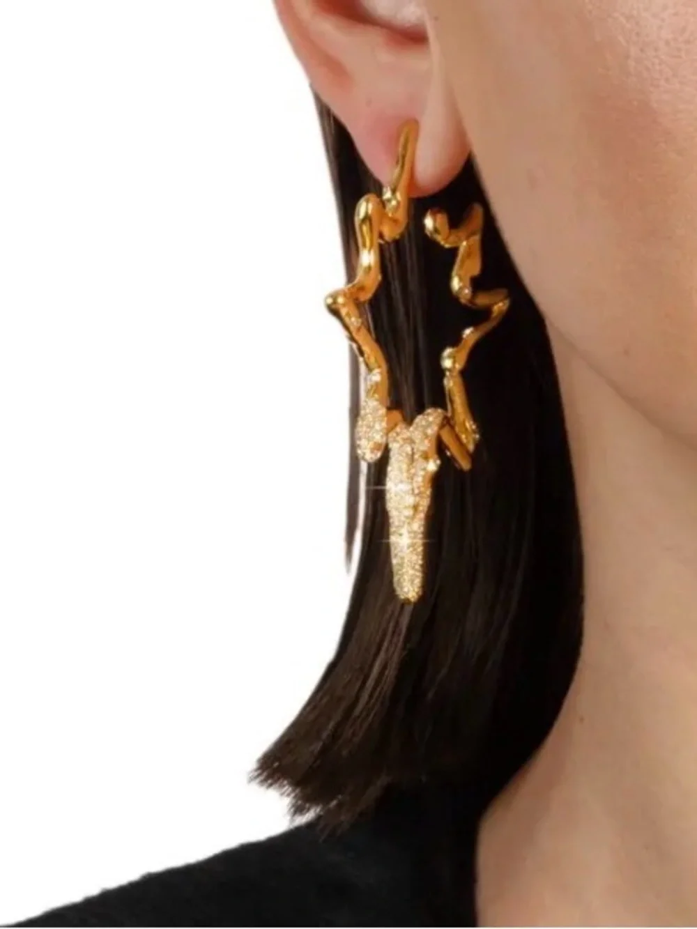 Alexis Bittar Starburst Pavé Gold Star Earrings Encrusted Clear C Z AU14